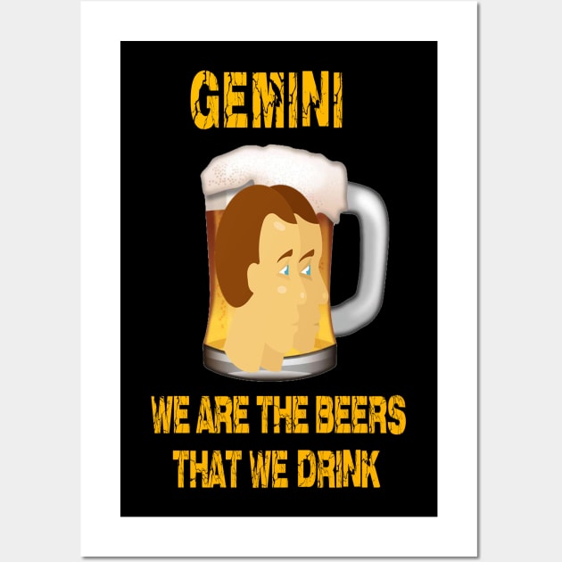 Funny beer shirt Gemini sign Wall Art by Cervezas del Zodiaco